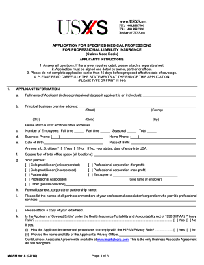Application for Professional Liability Insurance