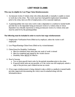 Lost Wage Claim Form