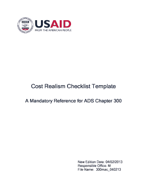 Cost Realism Checklist Template - usaid