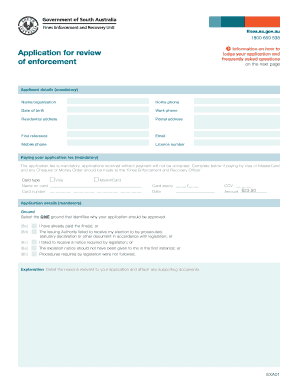 South Australia Fine Review Application