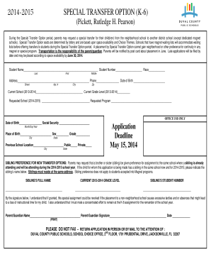 Special Transfer Option Application
