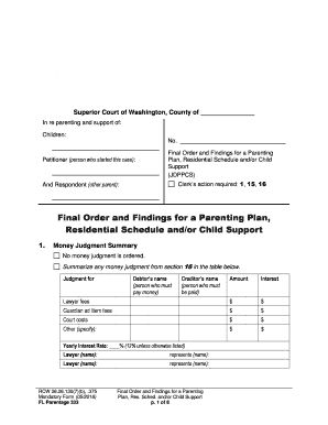 Final Order and Findings for a Parenting Plan