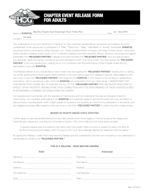 Harley-Davidson Event Release Form