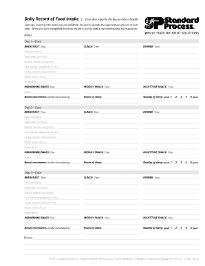Daily Food Intake Record Form