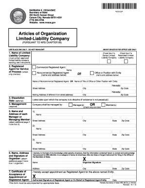 Nevada Limited-Liability Company Articles of Organization