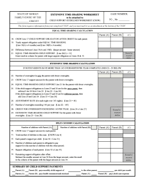 Hawaii Extensive Time-Sharing Worksheet