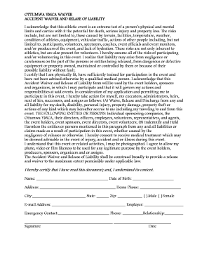 Ottumwa YMCA Accident Waiver and Release of Liability