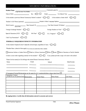 Student Information Form