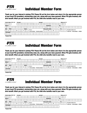 PTA Individual Member Form
