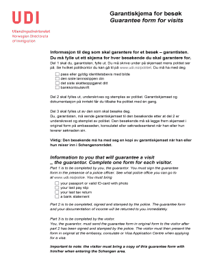 Norwegian Visit Guarantee Form