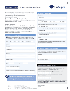Super Choice - Fund Nomination Form