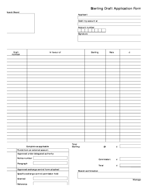 Sterling Draft Application Form