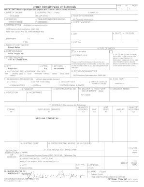 US Federal Purchase Order Form