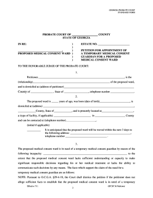 Georgia Temporary Medical Consent Guardian Petition