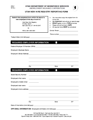 Utah New Hire Registry Reporting Form