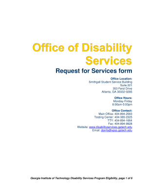 Georgia Tech Disability Services Request for Services Form