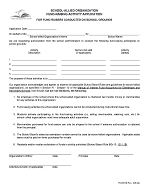 School Fund-Raising Activity Application