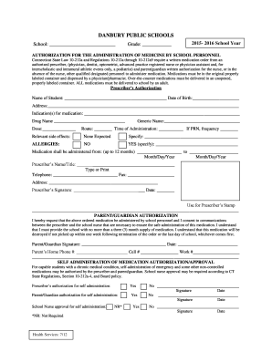 Connecticut School Medication Authorization Form