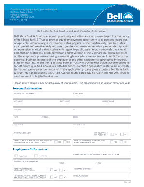 Bell State Bank Job Application Form
