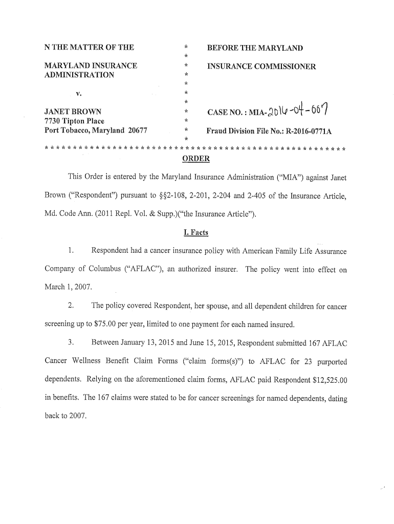 Fillable Online Brown of Port Tobacco, MD Fax Email Print pdfFiller