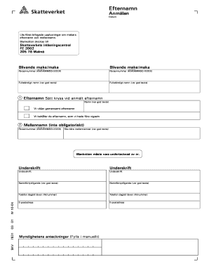 Swedish Marriage Name Declaration Form