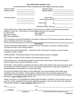 Alabama Real Estate Sales Validation Form