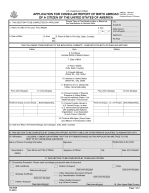 Application for Consular Report of Birth Abroad