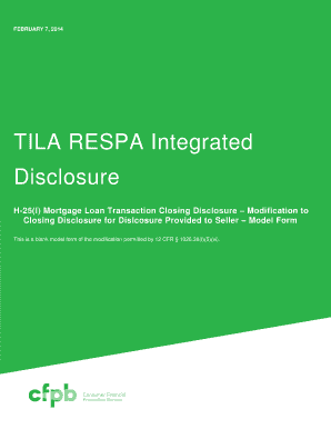 TILA RESPA Closing Disclosure Modification