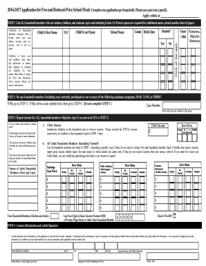 2016-2017 Application for Free and Reduced-Price School Meals