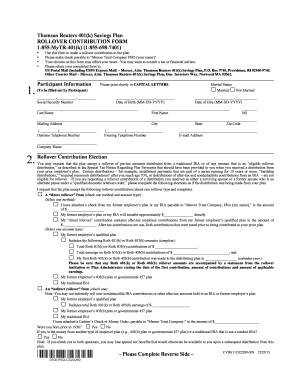 Thomson Reuters 401(k) Rollover Contribution Form