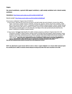 Virginia Child Support Guidelines Worksheet