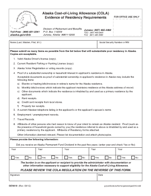 Alaska Cost-of-Living Allowance Application