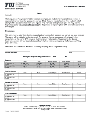 Forgiveness Policy Form