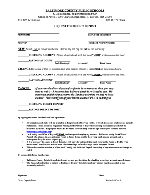 Baltimore County Public Schools Direct Deposit Form