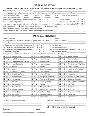 Dental and Medical History Form