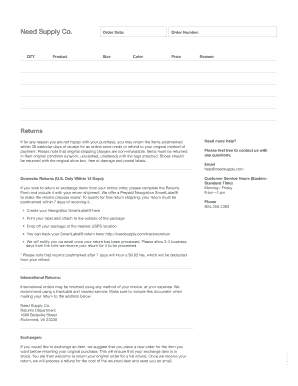 Need Supply Return Form