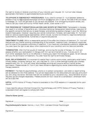 Informed Consent for Psychotherapy