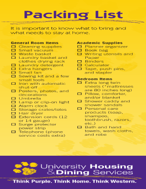 107 printable packing list template forms fillable samples in pdf word to download pdffiller