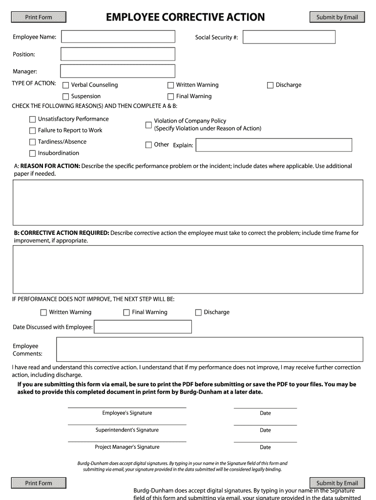 Corrective Action Form Fill Online Printable Fillable Blank Pdffiller