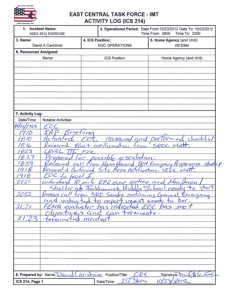 Ics 214 Fill And Sign Printable Template Online US Legal Forms