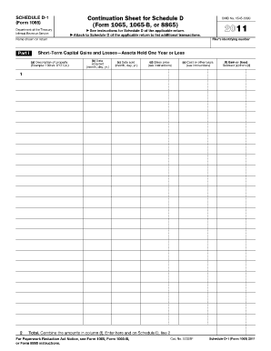 Schedule D-1 Continuation Sheet for Schedule D