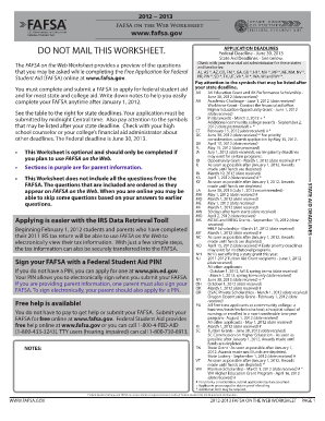 FAFSA on the Web Worksheet