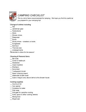 Camping Checklist
