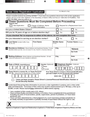 Texas Voter Registration Application