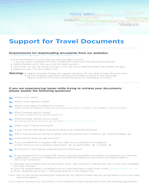 Travel Document Retrieval Support Form