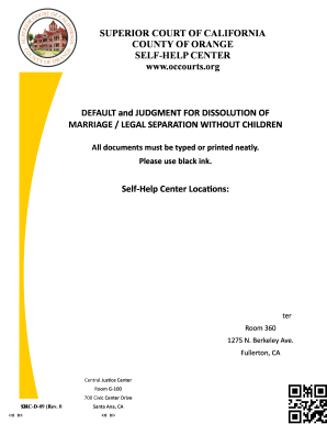 California Default and Judgment for Dissolution of Marriage