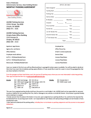 Nebraska Monthly Parking Agreement