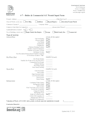 Boiler & Commercial A/C Permit Input Form