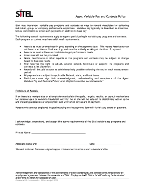 Sitel Agent Variable Pay and Contests Policy