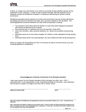 Distraction-Free Workplace Policy for Work@Home Employees